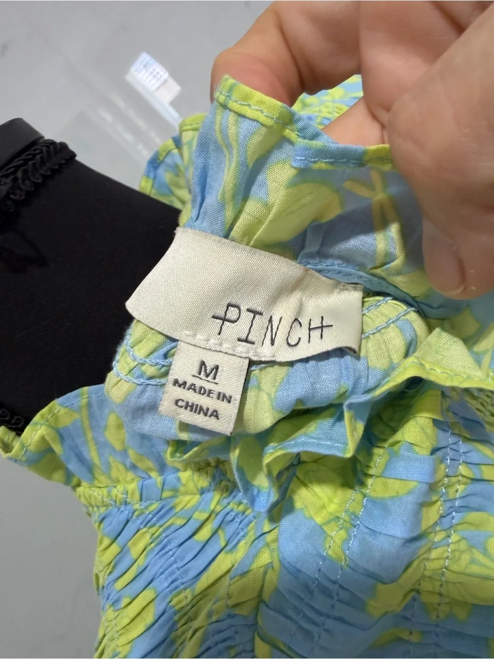 Pinch Blue & Lime Floral Smocked Flutter-Sleeve Top - Picture 4 of 5